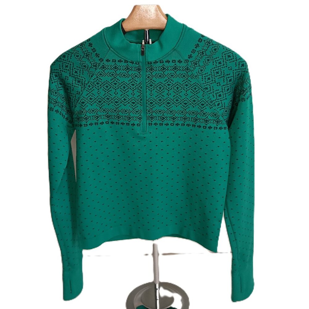 DSG Green with Black Fair Isle Style Long Sleeve Shirt Girl’s Size M